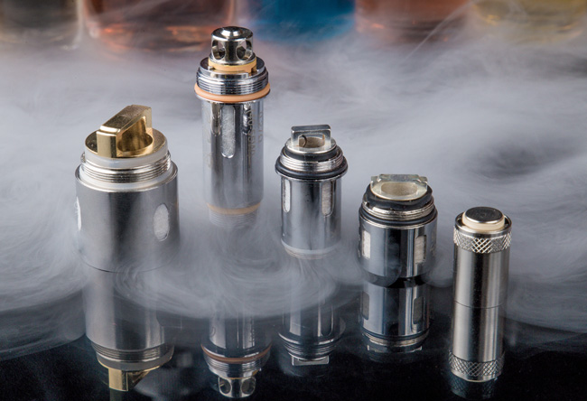 Coils surrounded by vapour. 